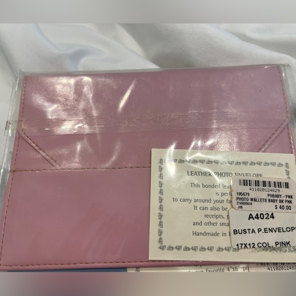 Pink & Blue Leather Photo Envelopes Handmade in Italy! Great gift! - Picture 2 of 5
